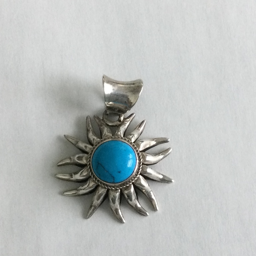 Taxco Silver and Genuine Turquoise Pendant